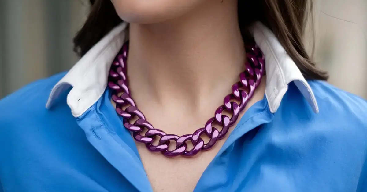 J Crew Raspberry Purple Enamel Link Strand Necklace